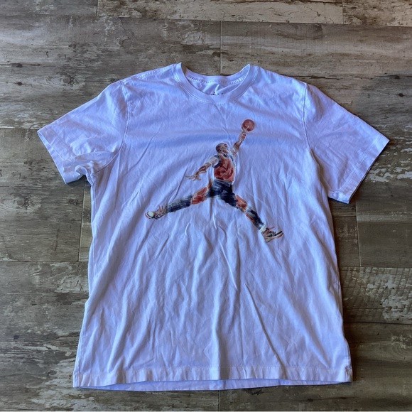 Jordan Watercolor Jumpman White Tee Iconic Graphic XL - Picture 1 of 6